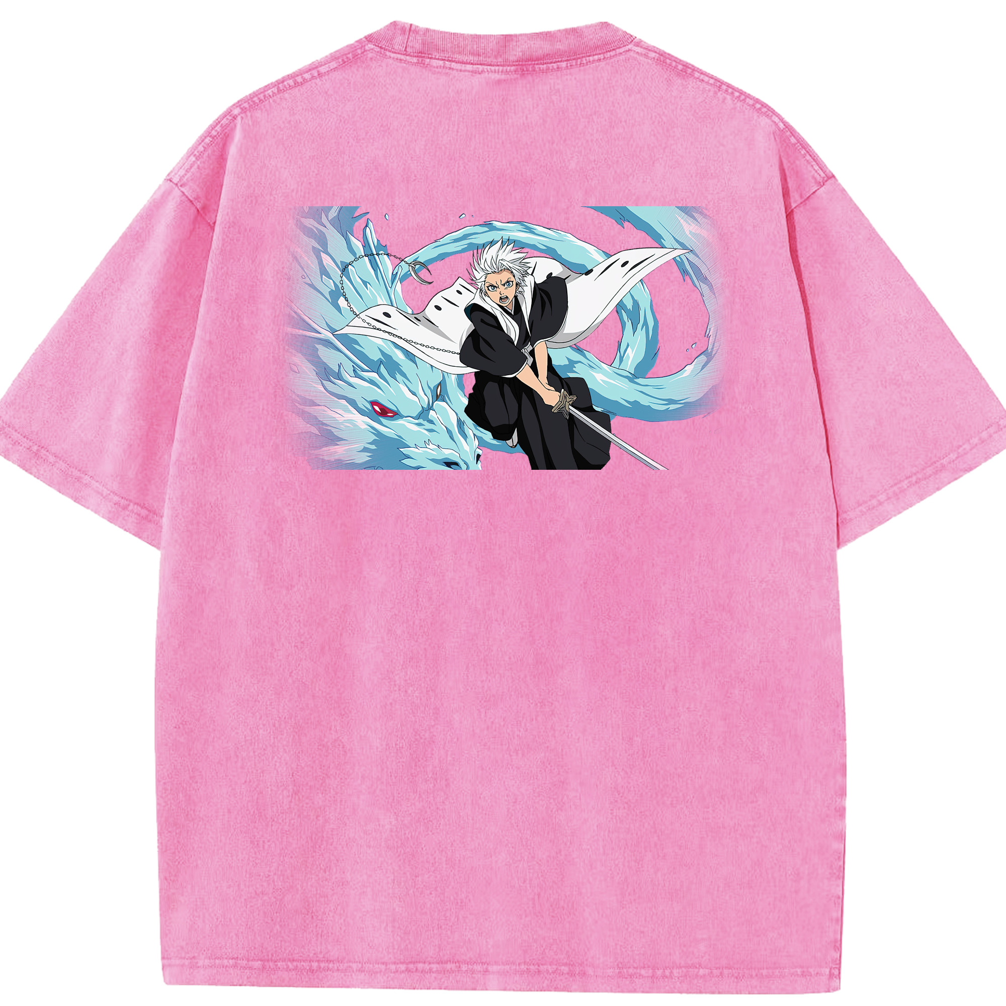 （画像用） ブリーチ 日番谷冬獅郎（ひつがや とうしろう） BLEACH Hitsugaya Toushirou 綿100% ヴィンテージ風 半袖Tシャツ（背面プリント）